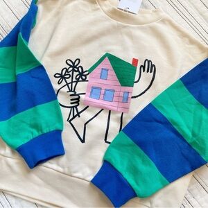 NWT WYNKEN Bon Bon Sweatshirt in Ecru Happy House Organic Cotton size 6 years